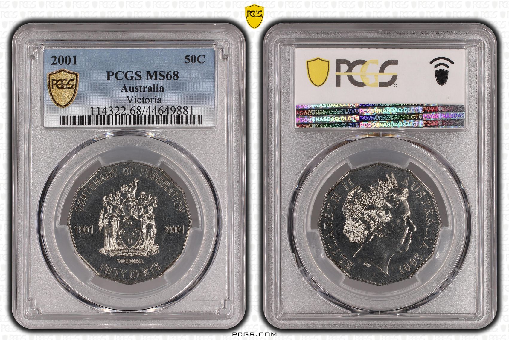 2001 Australia Fifty Cent, 50c Victoria PCGS - MS68 POP 16/0 -881
