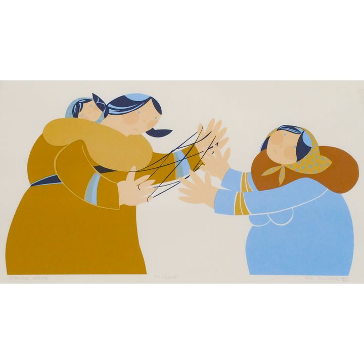 Rie Munoz ''Eskimo Game'' 1983 Signed Serigraph.Framed 22'' x 31.5''