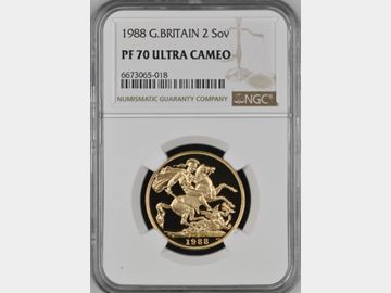 1988 ELIZABETH II PROOF GOLD 2 POUND COIN PF70 UCAM