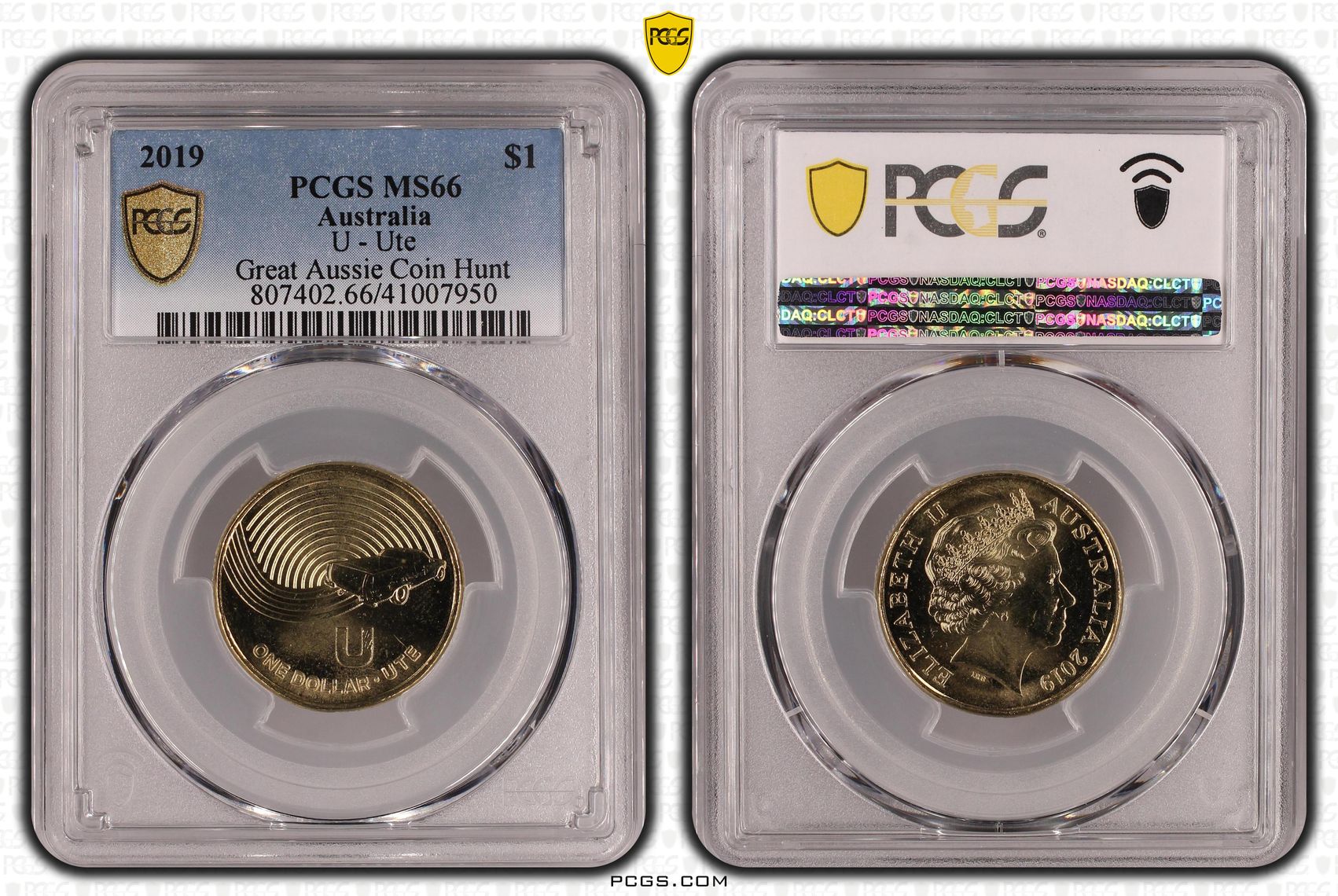 432 · 2019 Australia One Dollar, $1 U - Ute Great Aussie Coin Hunt PCGS - MS66 -950
