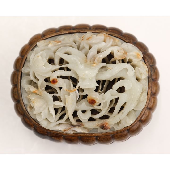 Chinese Ming Jade Dragon Plaque Inset Box