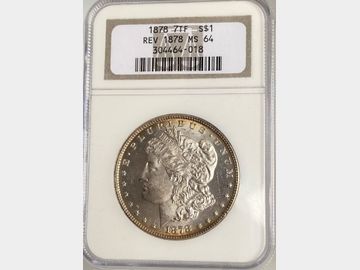 1878 USA 7-Tailfeather Philadelphia Mint Morgan Silver Dollar NGC MS64