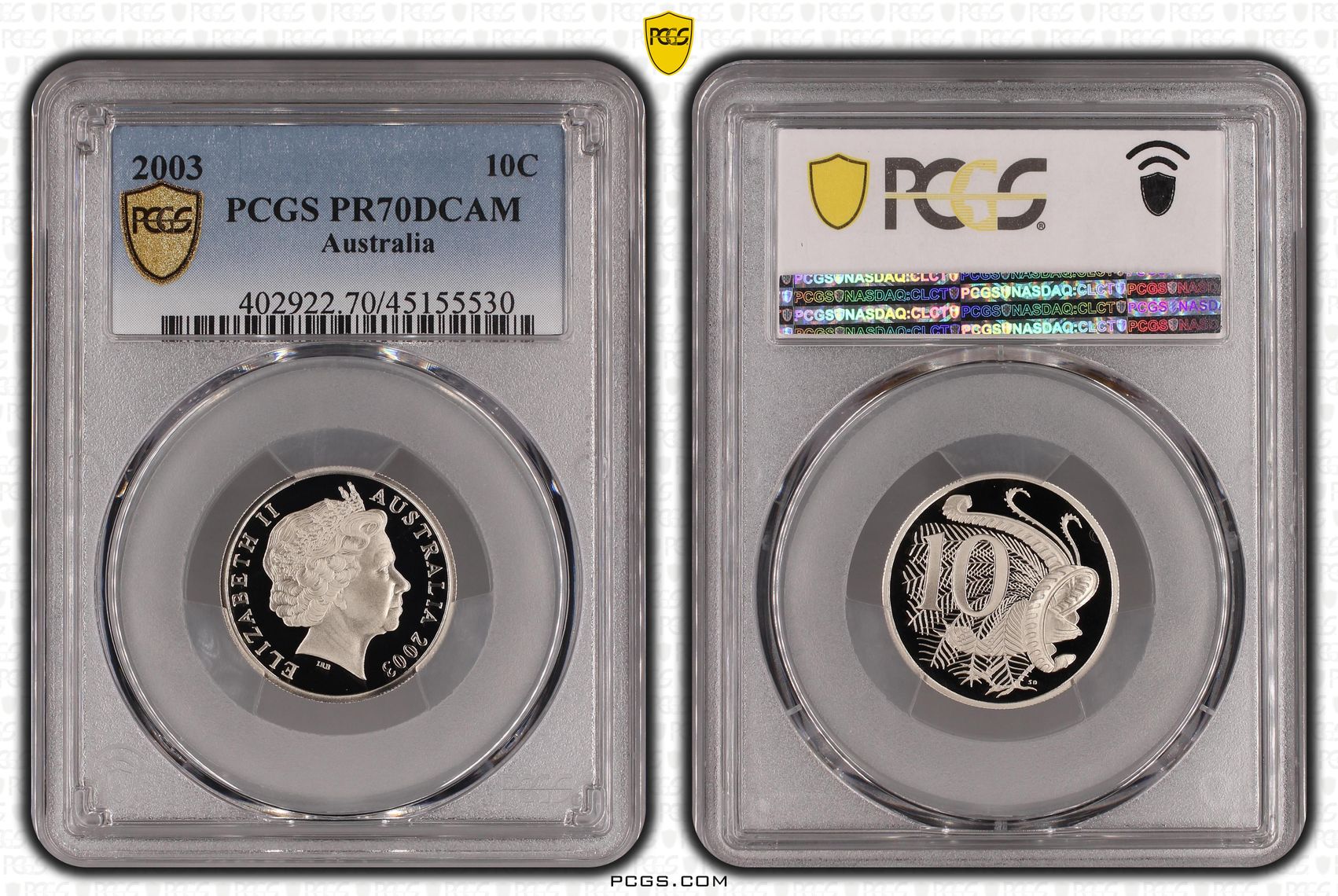2003 Australia Ten Cent, 10c PCGS - PR70DCAM POP 38/0 -530