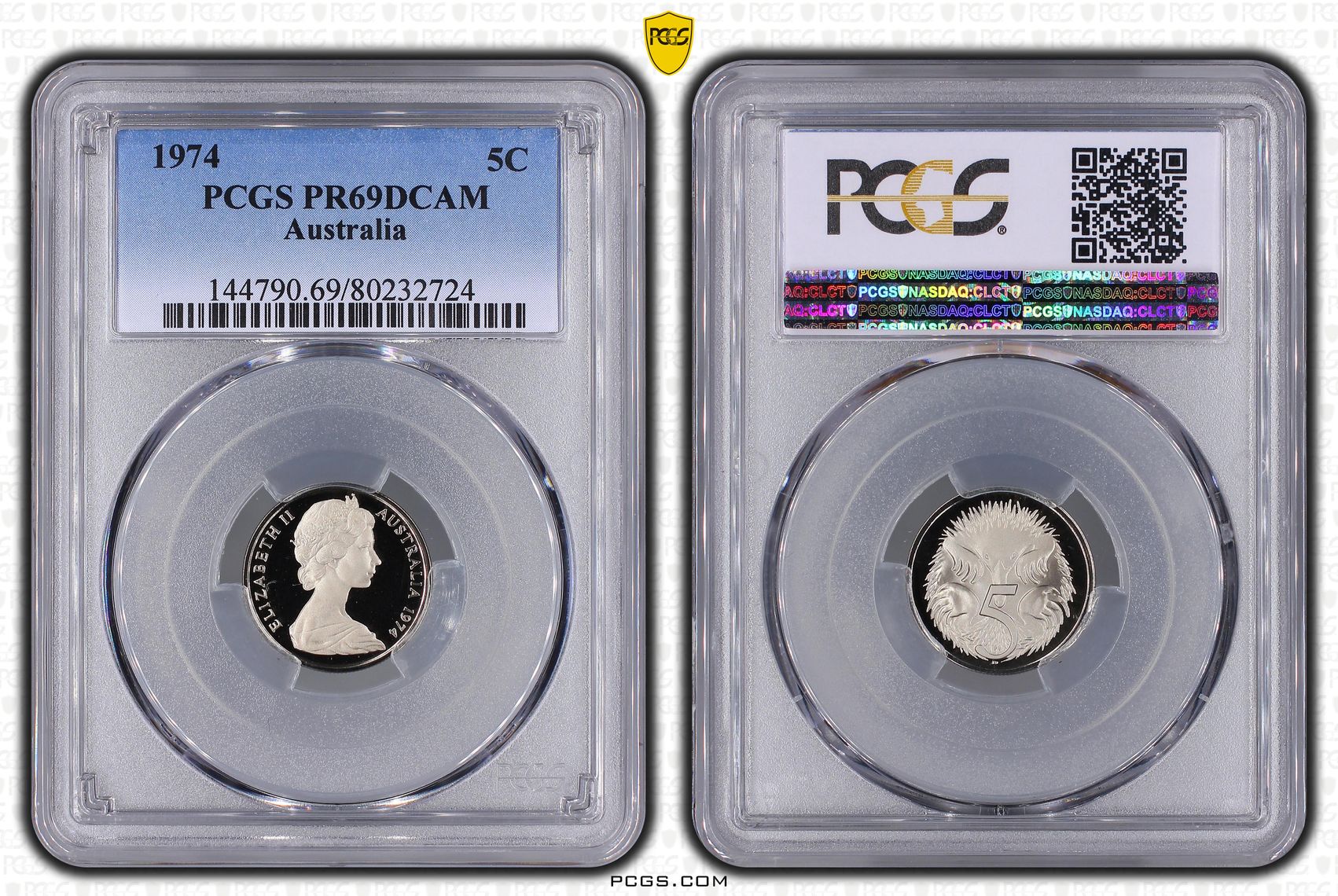 Elizabeth II, Five Cent, 1974, PCGS PR69DCAM