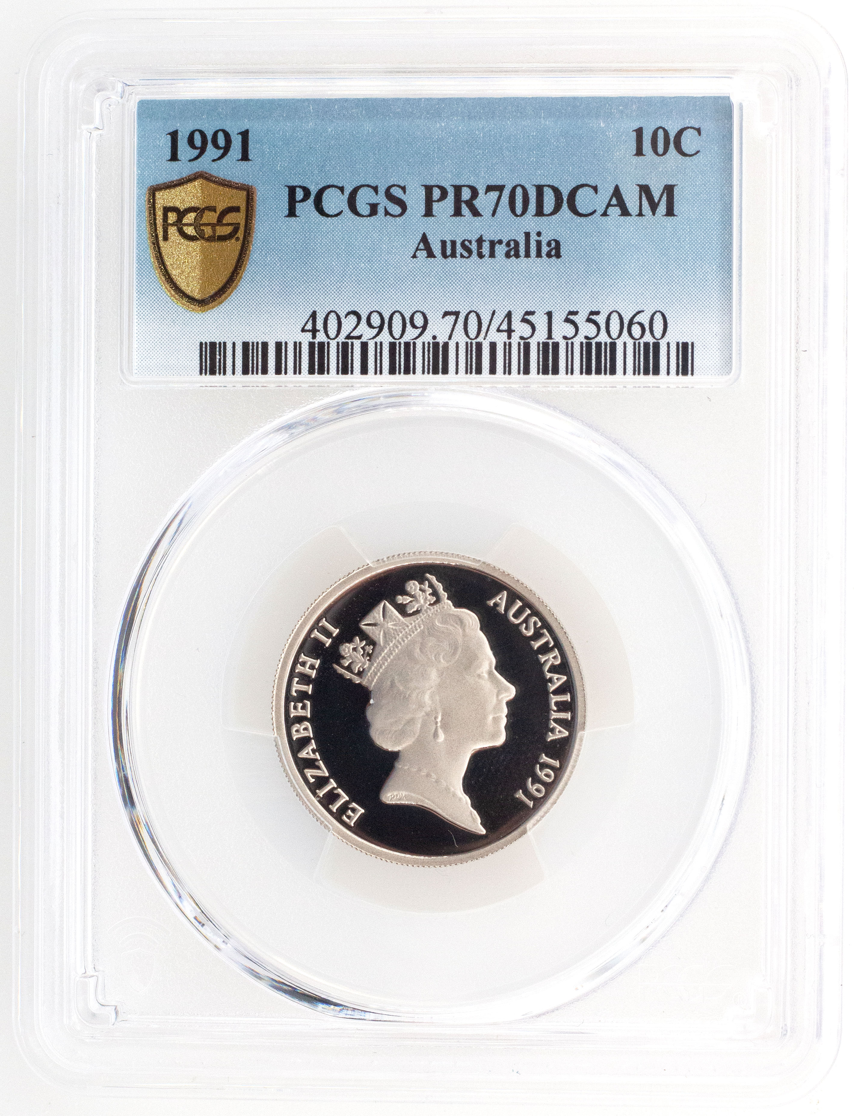 1991 Australian Ten Cent, 10c Proof PCGS - PR70DCAM POP 45/0 -060