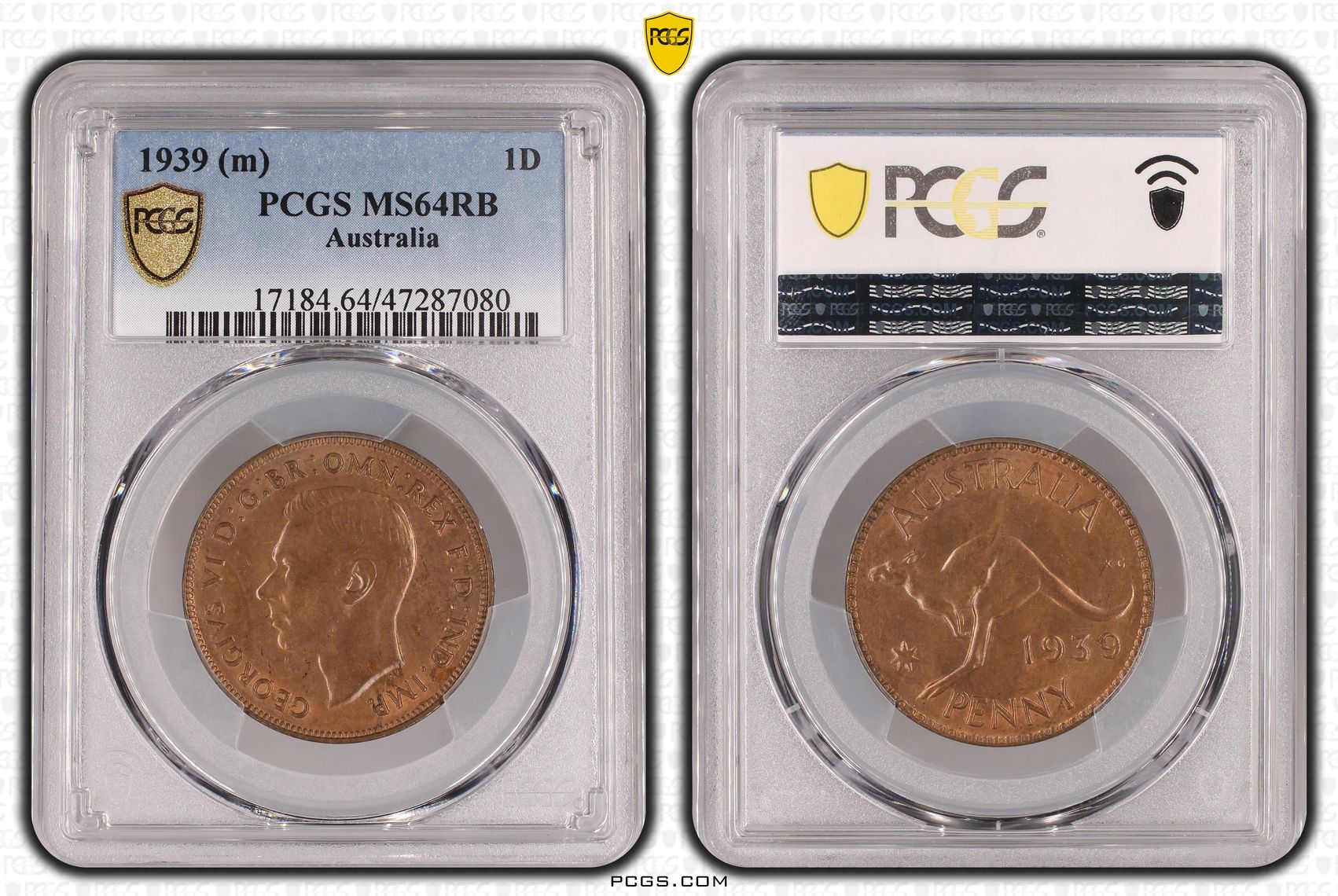 One Penny, 1939, PCGS MS 64RB