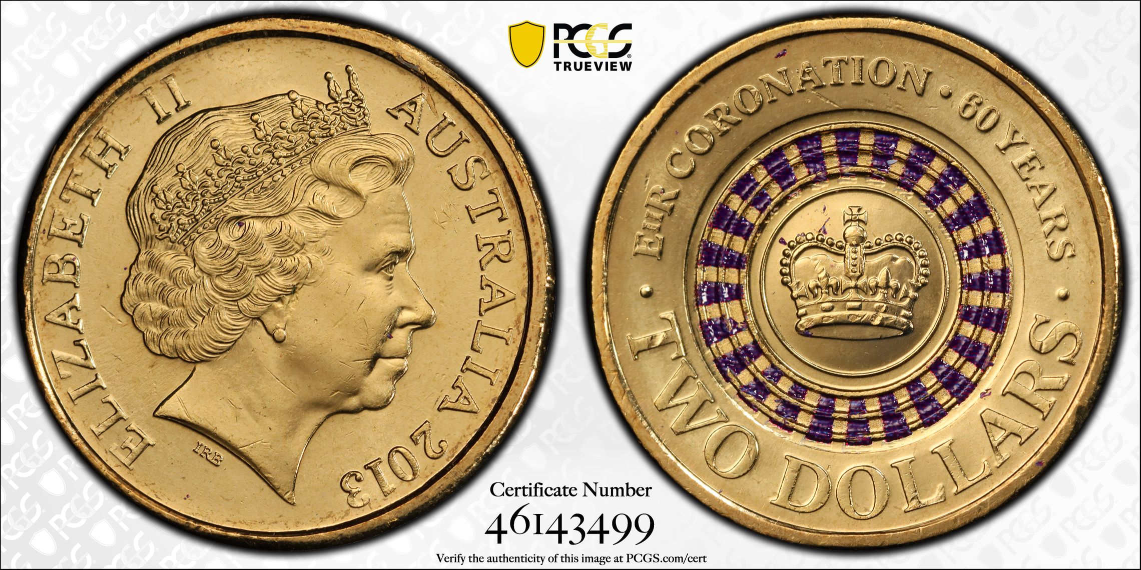Coronation Colorized, Two Dollar, 2013, PCGS MS64