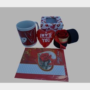 4Pieces Valentine Gift Bundle MUG Preserved Rose Love Baloon Gift Card - Valentines Day Gift- 51743/1408 AS B1 (S2)