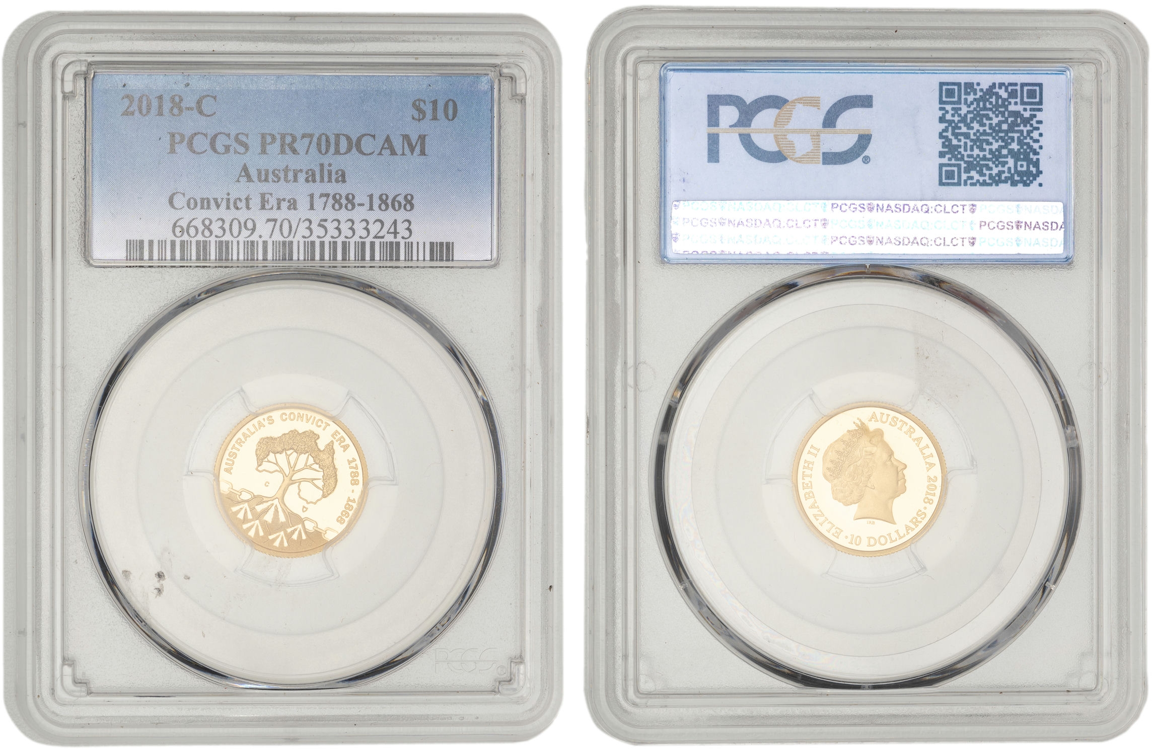 Elizabeth II, Convict Era - Ratbags & Rascals, Ten Dollars, 2018, PCGS PR70DCAM