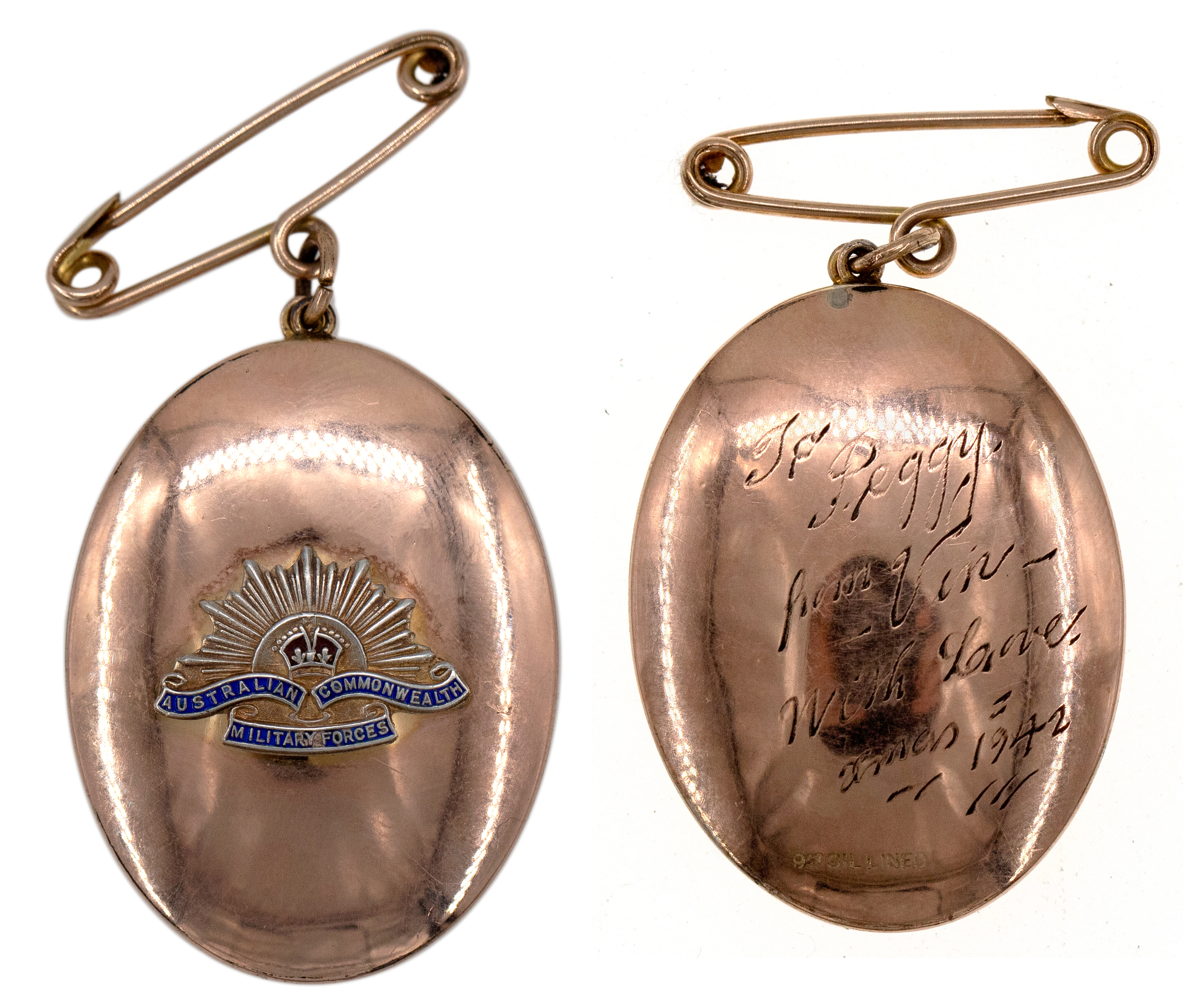 324 · WWII Sweetheart Brooch, 1940s,