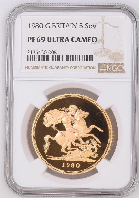 1980 Gold 5 Pounds Proof NGC PF 69 ULTRA CAMEO #2175430