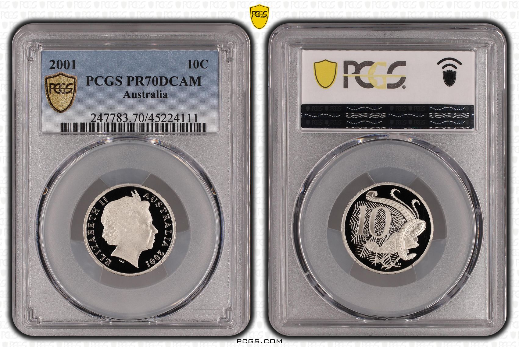 2001 Australia Ten Cent, 10c PCGS - PR70DCAM POP 77/0 -111