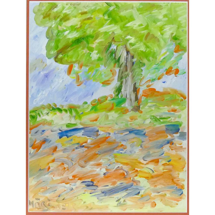 Mori ''Abstract Landscape'' Oil on Paper Framed 21''x17''