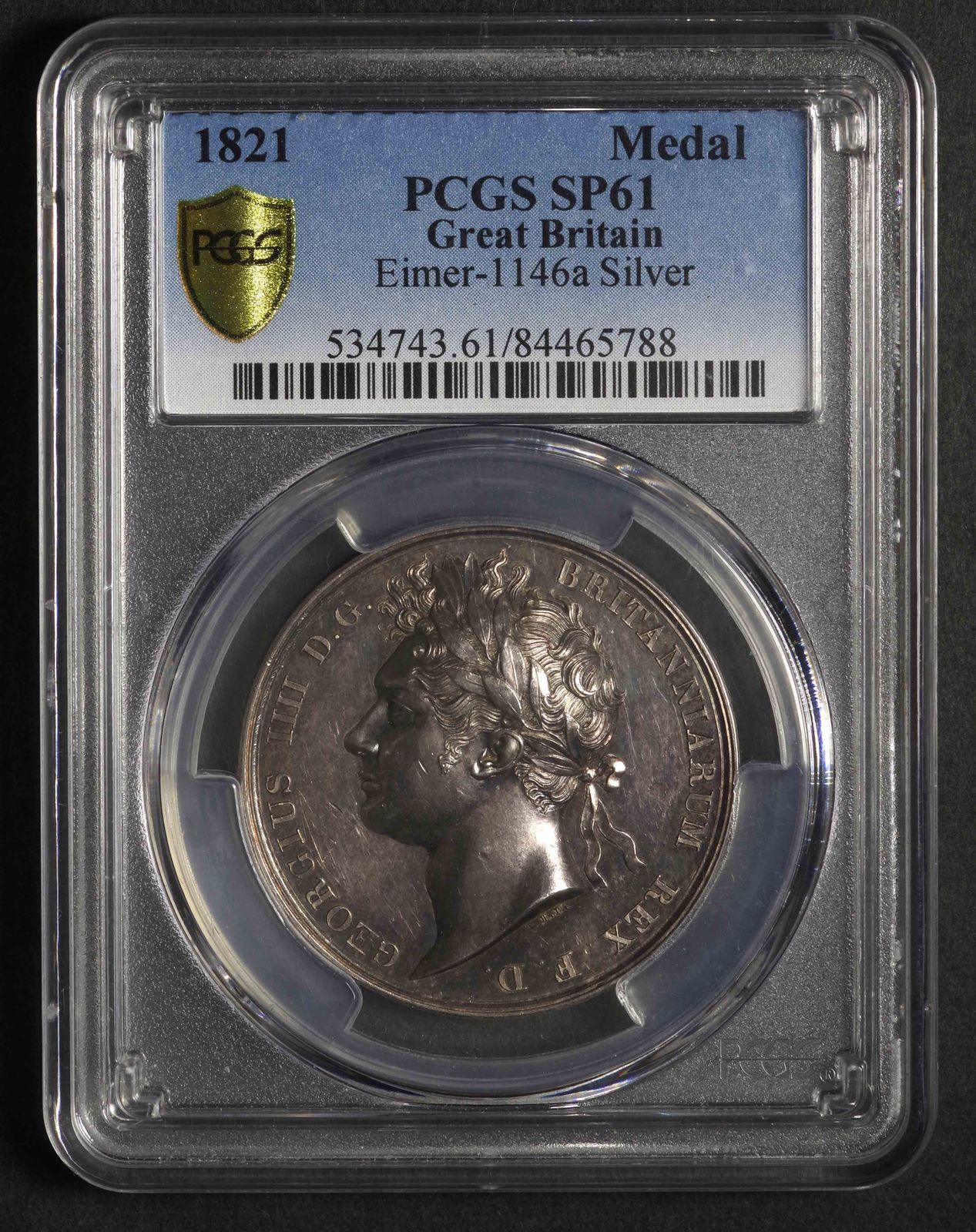 メキシコ、カルロス４世夫妻特大銀メダル珍品 英国-GB. PCGS SP61. 極美/未. AU. ジョージ4世統治記念