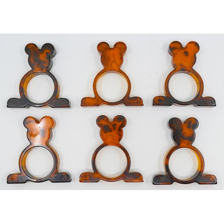 Box 6pc Mickey Mouse Bakelite Napkin Rings