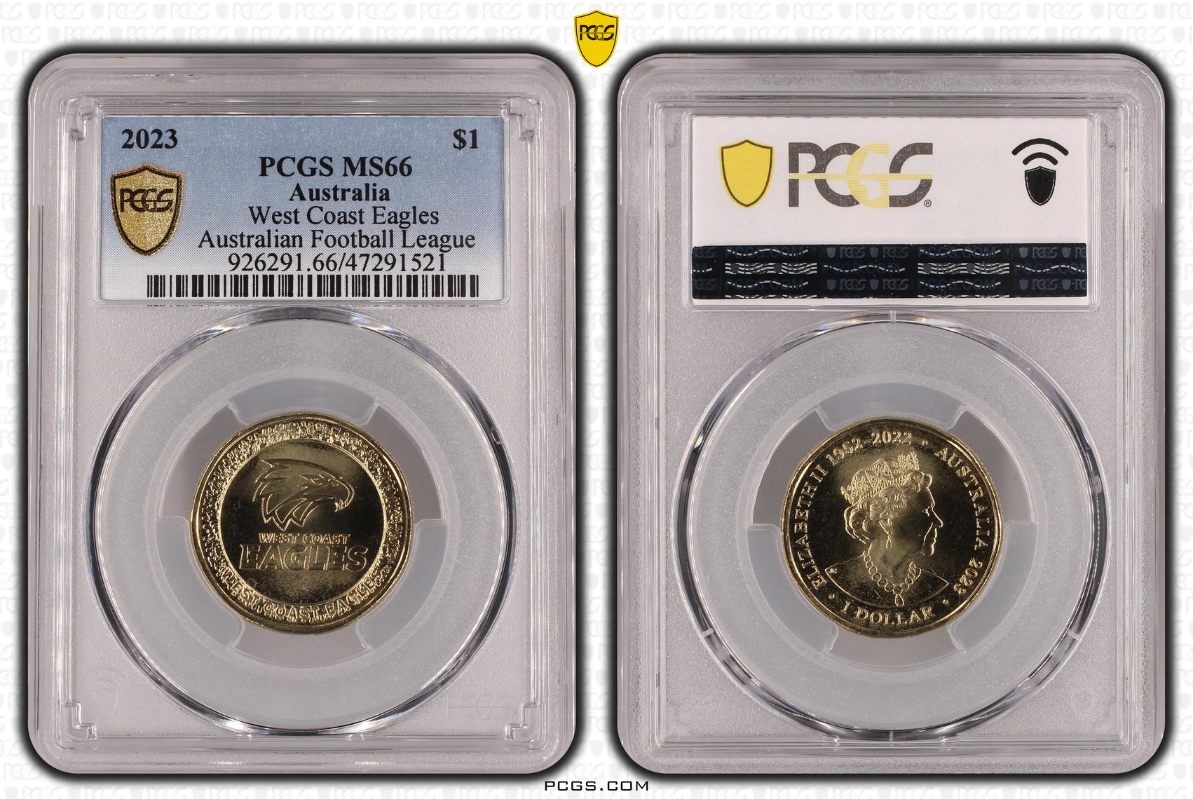 AFL - West Coast Eagles, One Dollar, 2023 POP Report 10/0, PCGS MS 66