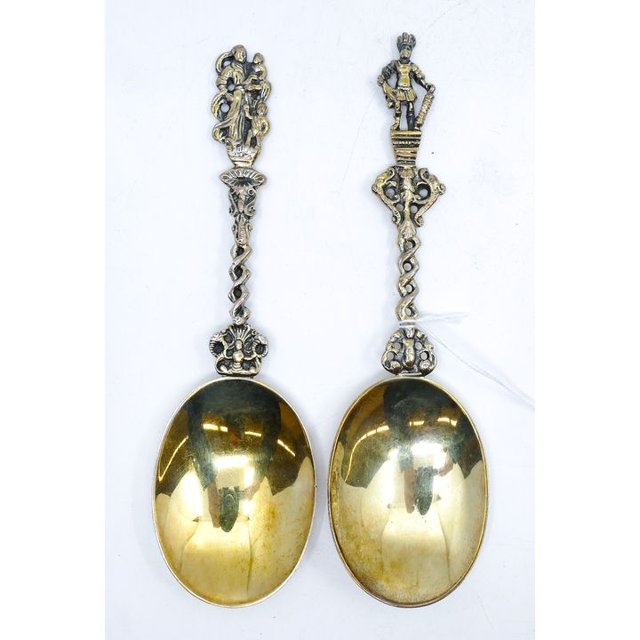 D.&J. Welby English Hallmarked Sterling Gold Wash Spoons 7'' - 146 Grams
