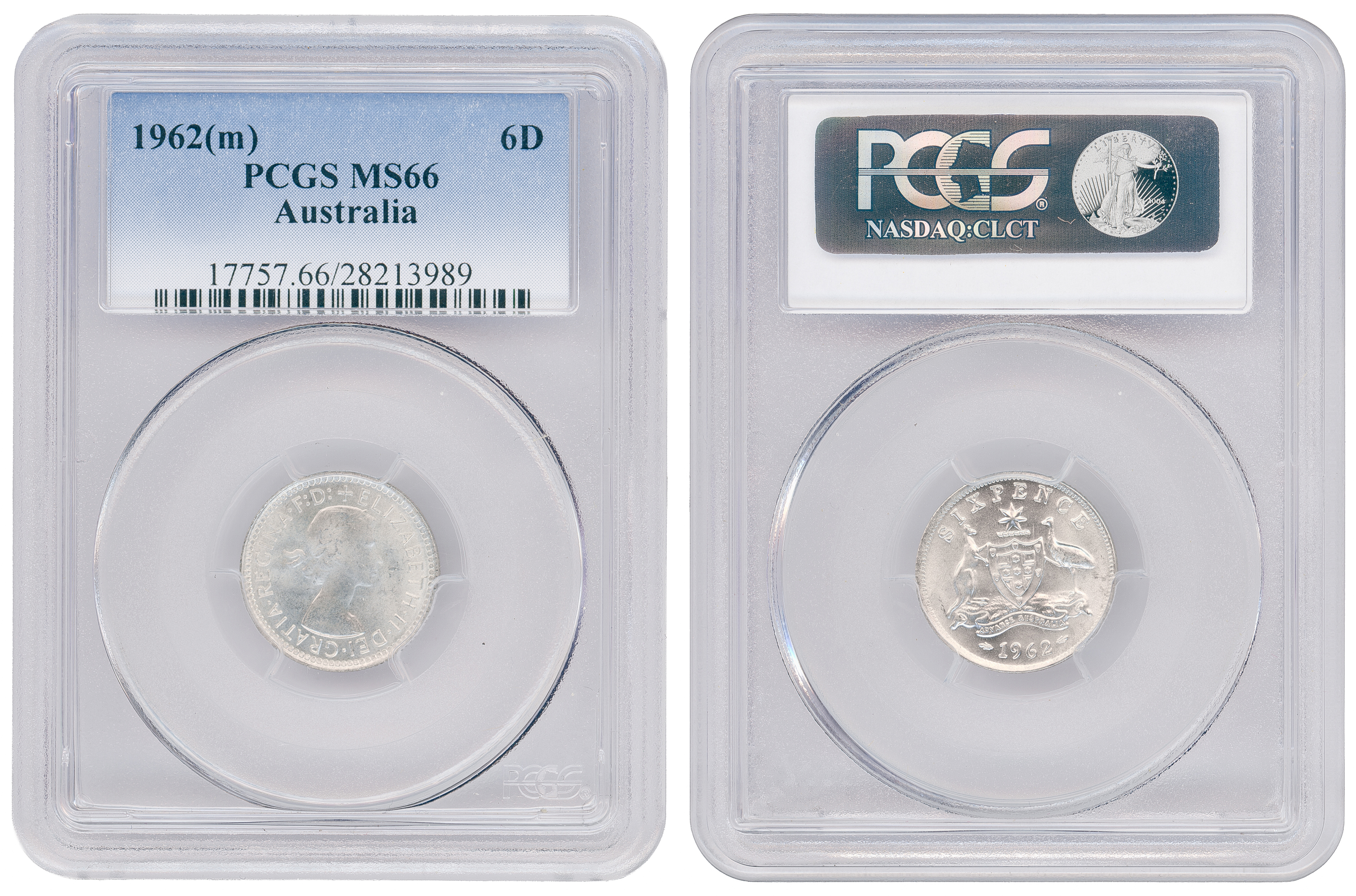 Elizabeth II, Sixpence, 1962(m), PCGS MS66