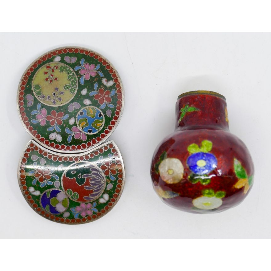 Box Antique Japanese Cloisonne Buckle etc.