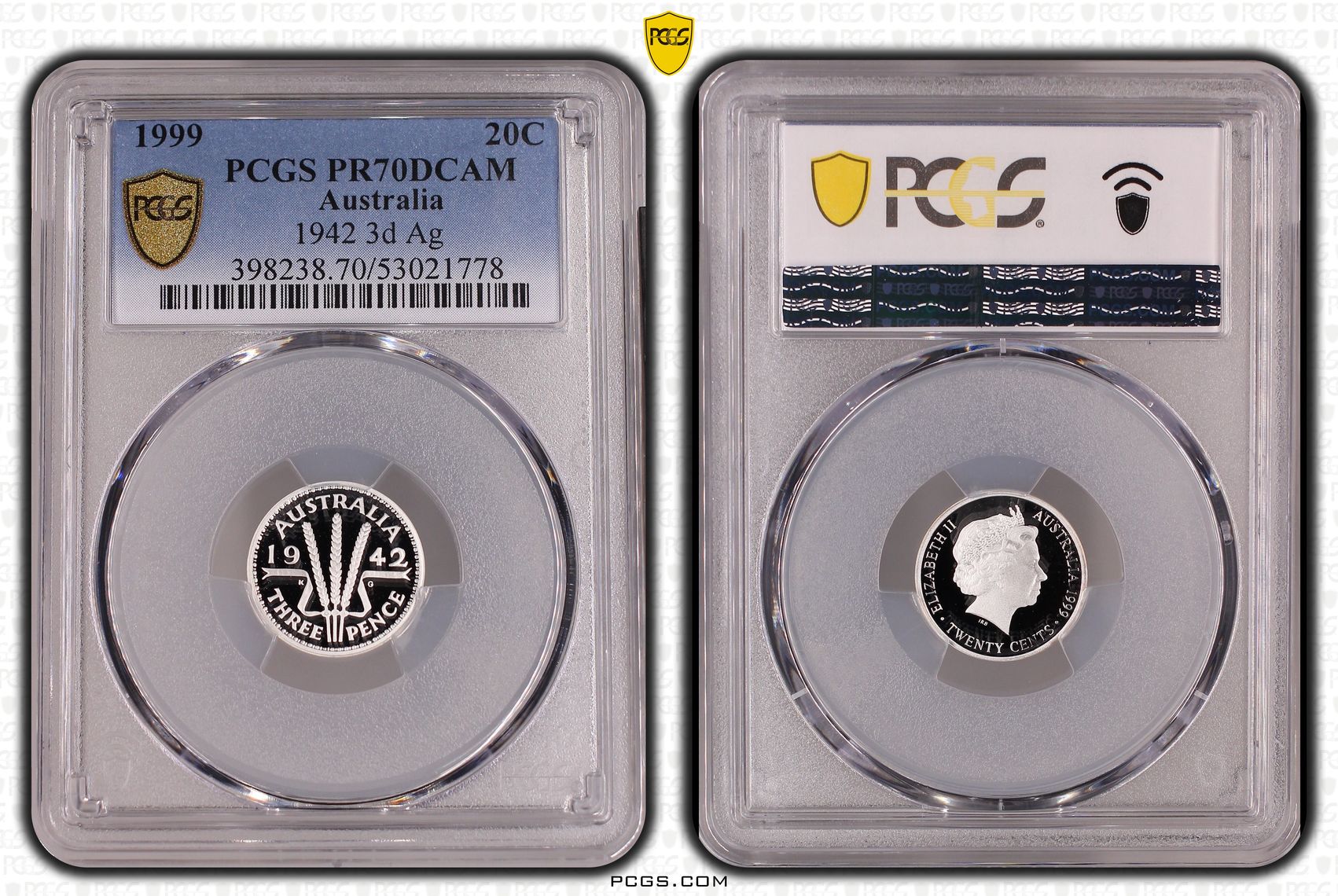 1942 3d Silver, Twenty Cents, 1999, PCGS PR70DCAM