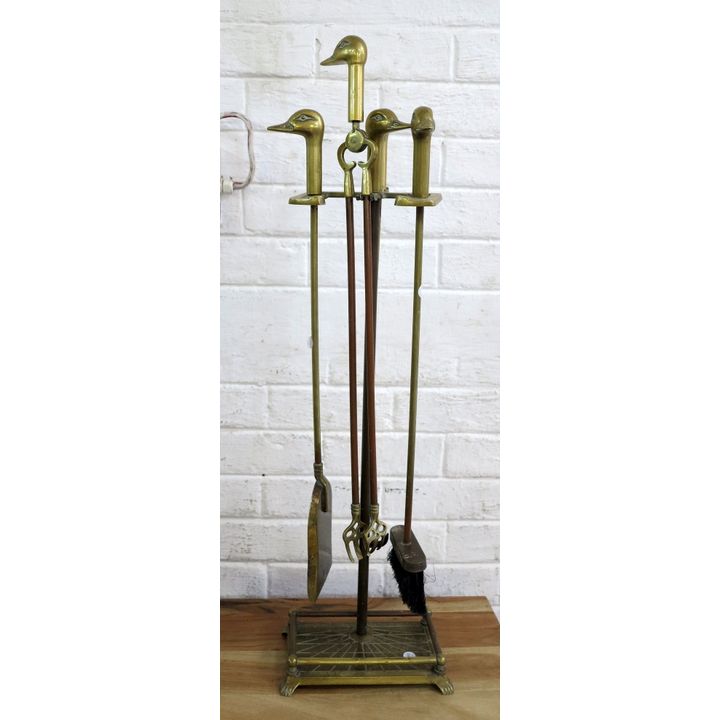 SET OF FIRE IRONS AND STAND
