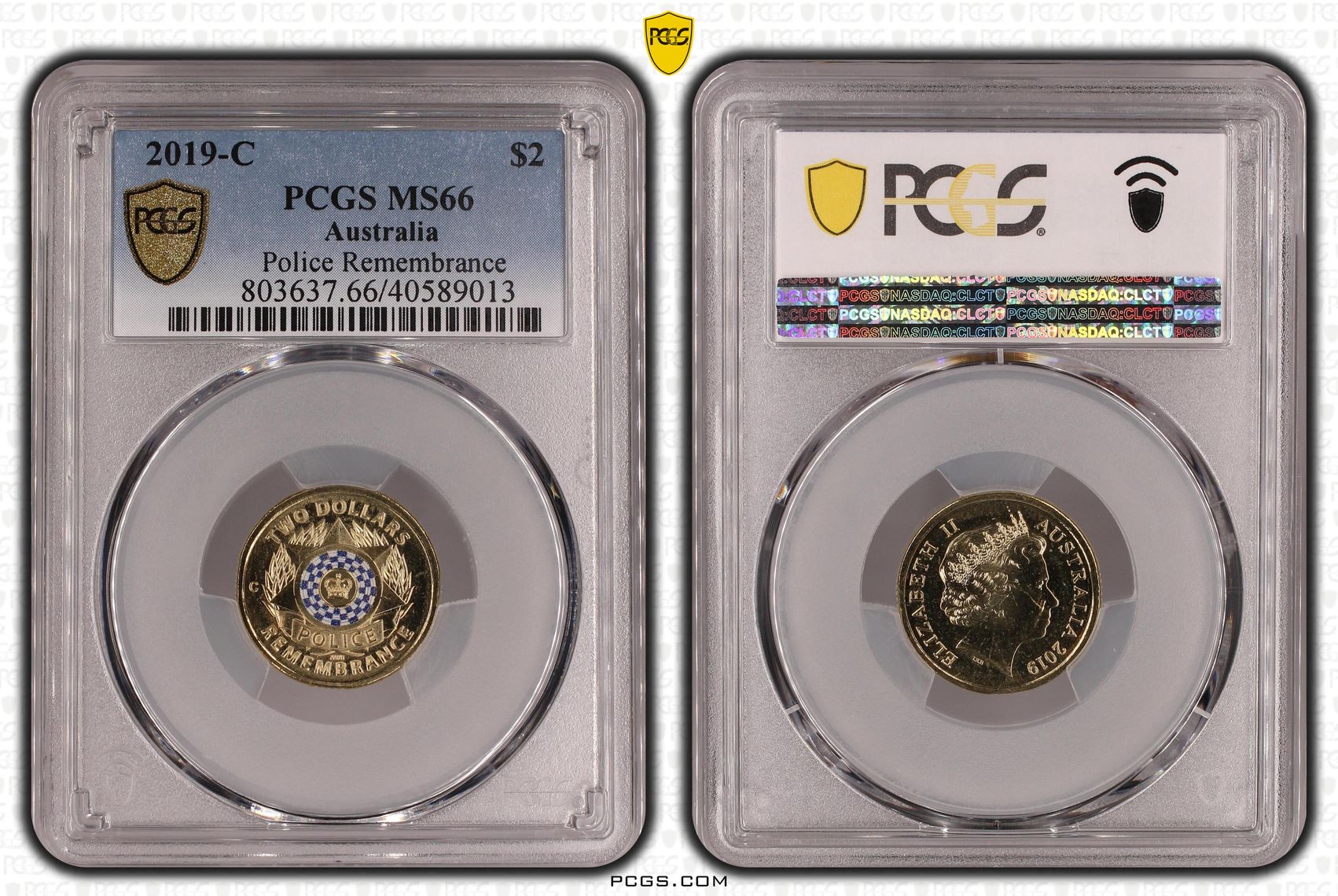 2019-C Australia Two Dollar, $2 Police Remembrance PCGS - MS66 -013