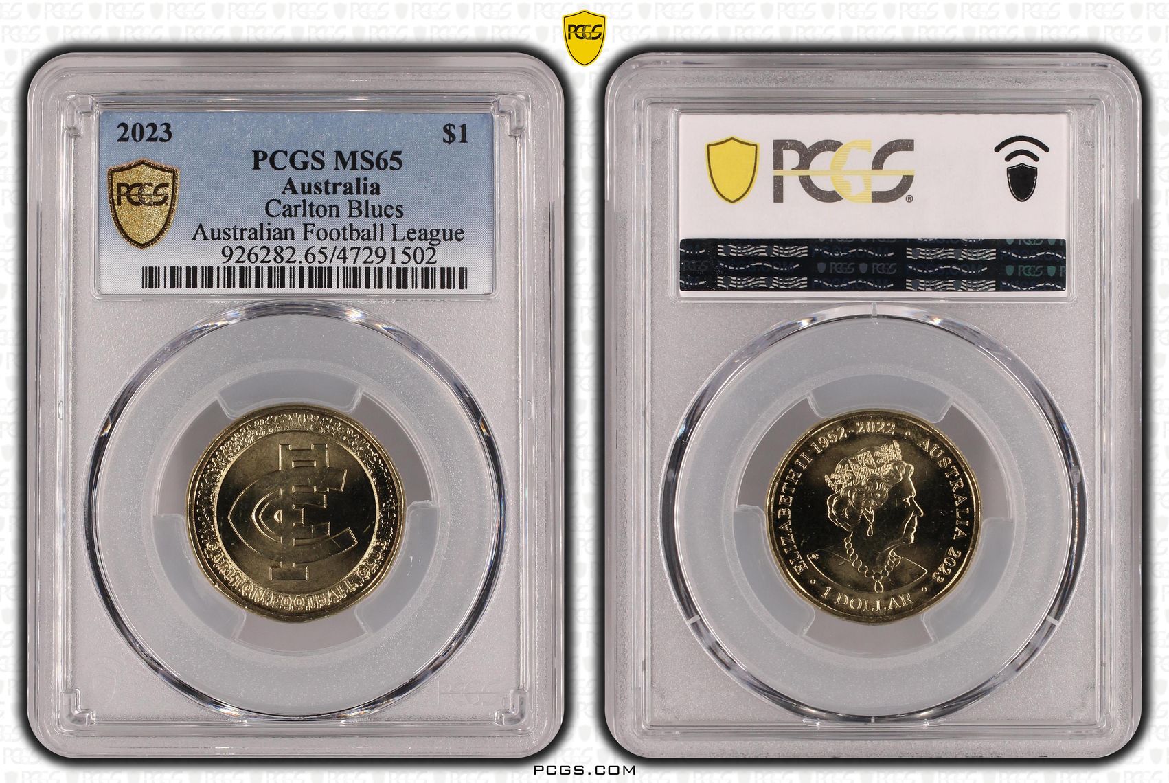 AFL - Carlton Blues, One Dollar, 2023, PCGS MS 65