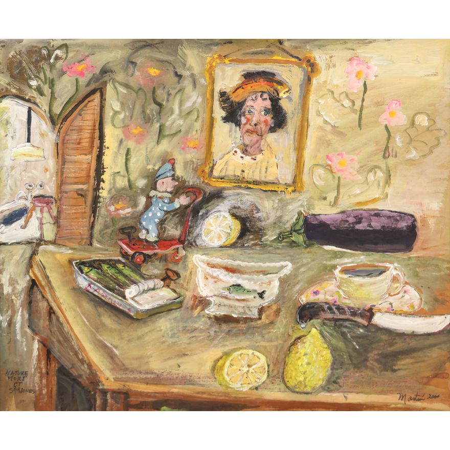 James Martin ''Nature Mort et Sardines'' 2000 Gouache