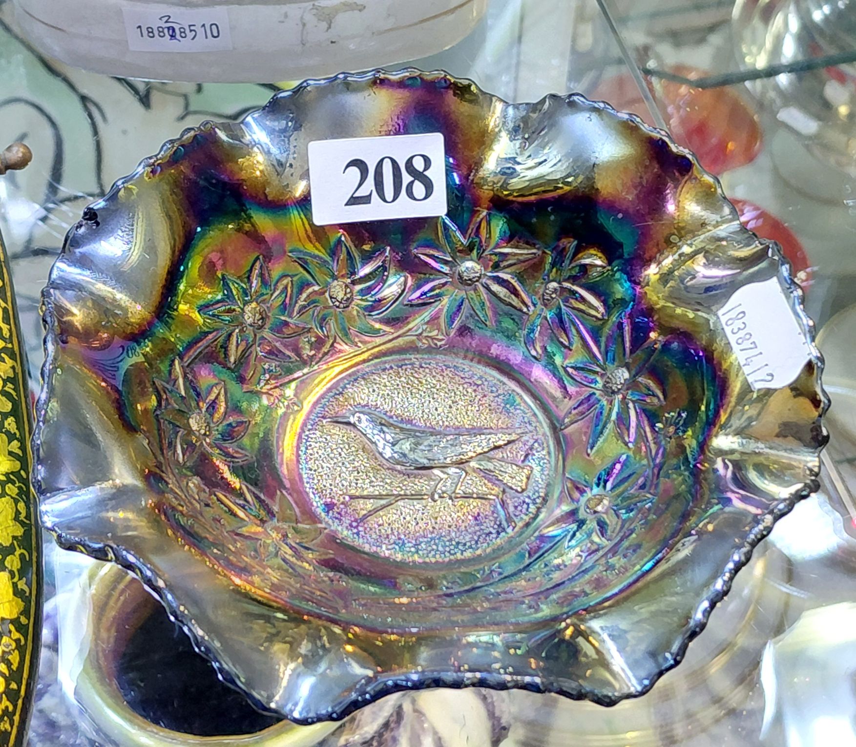 208 · AMETHYST CARNIVAL GLASS BOWL