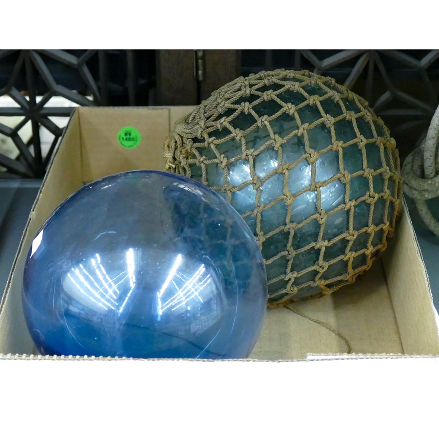 Box 2pc Old Glass Fish Net Floats