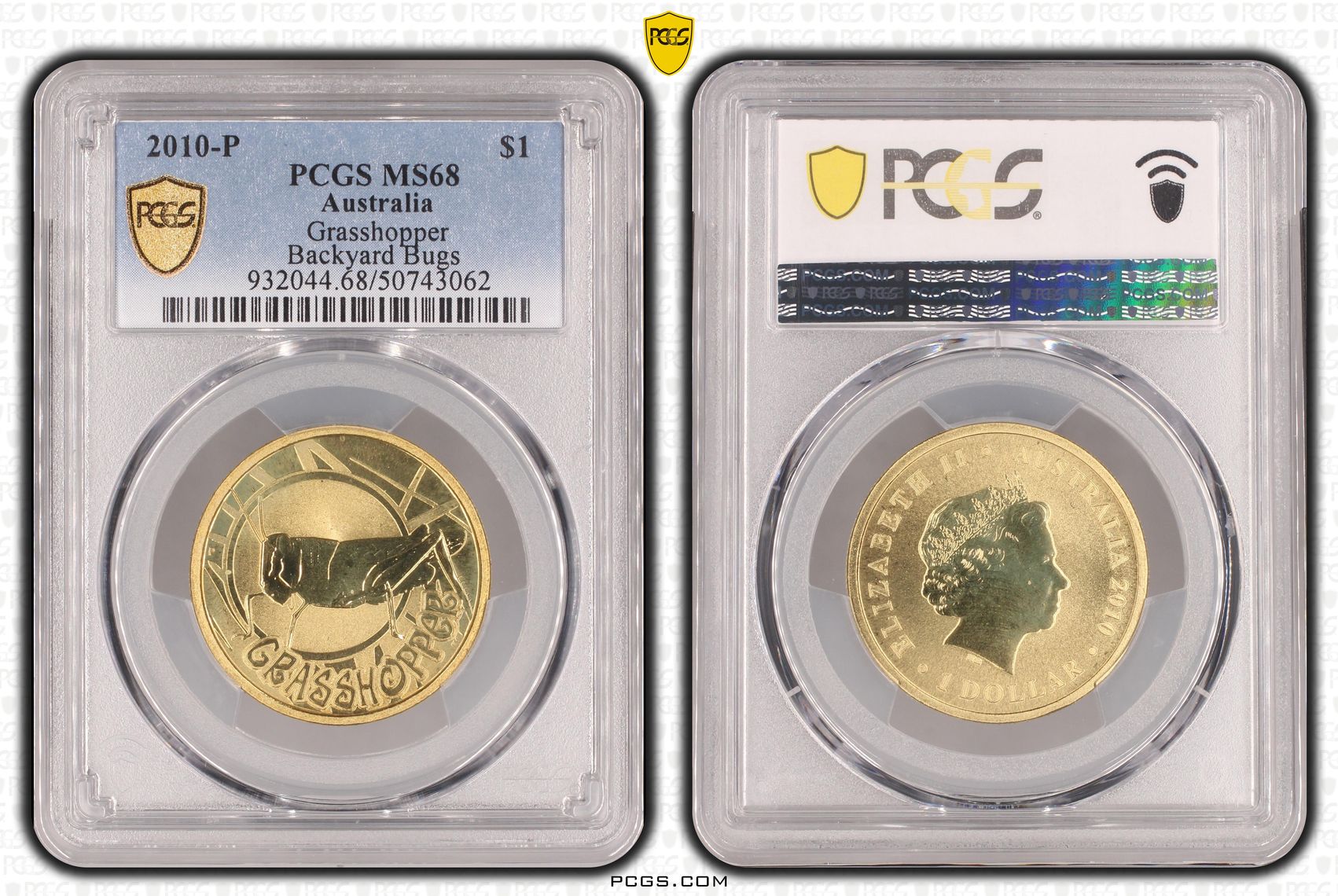 Grasshopper Backyard Bugs, One Dollar, 2010-P, PCGS MS68
