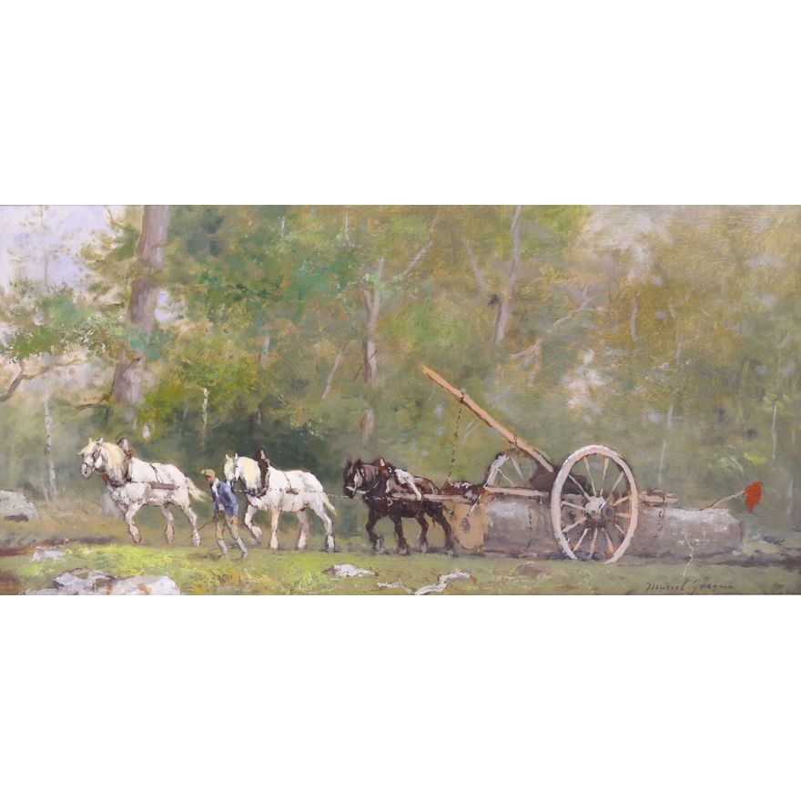 Marcel Jacque (1906-1981 France) 'Moving Timber' Oil on Canvas