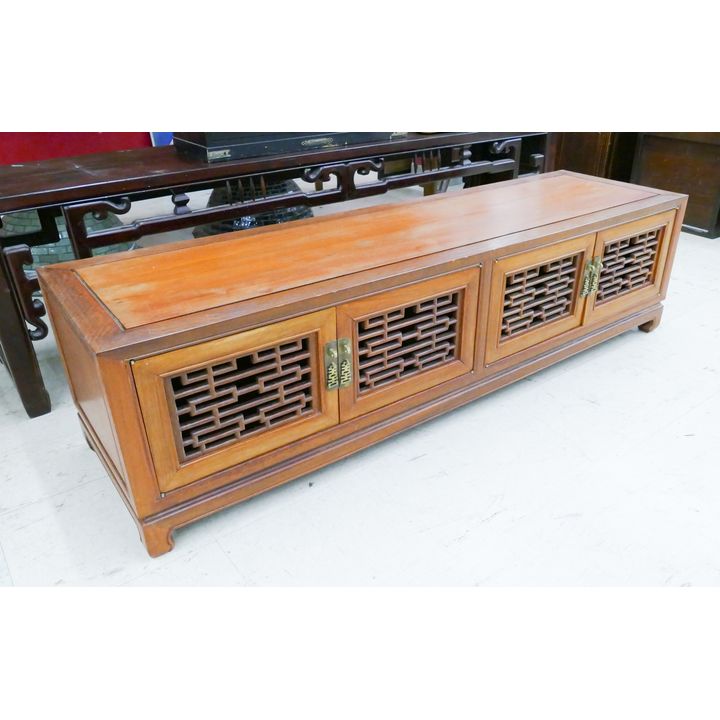 Chinese Rosewood Low Console Cabinet- 16x60x17''