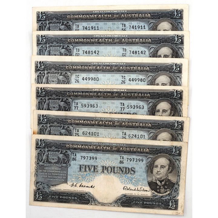 Coombs/Wilson, Five Pounds, 1954 - 1960, Fine - VF