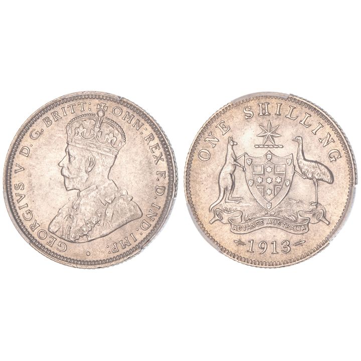 George V, Shilling, 1913, PCGS AU 58