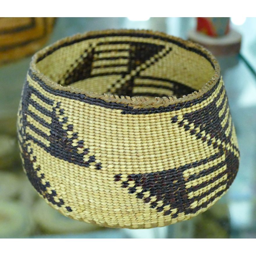Old Hupa Decorated Small Indian Basket 2.5''x4''