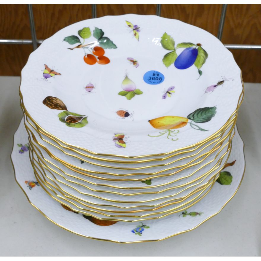 12pc Herend Fruits & Flowers Salad Plates 7''