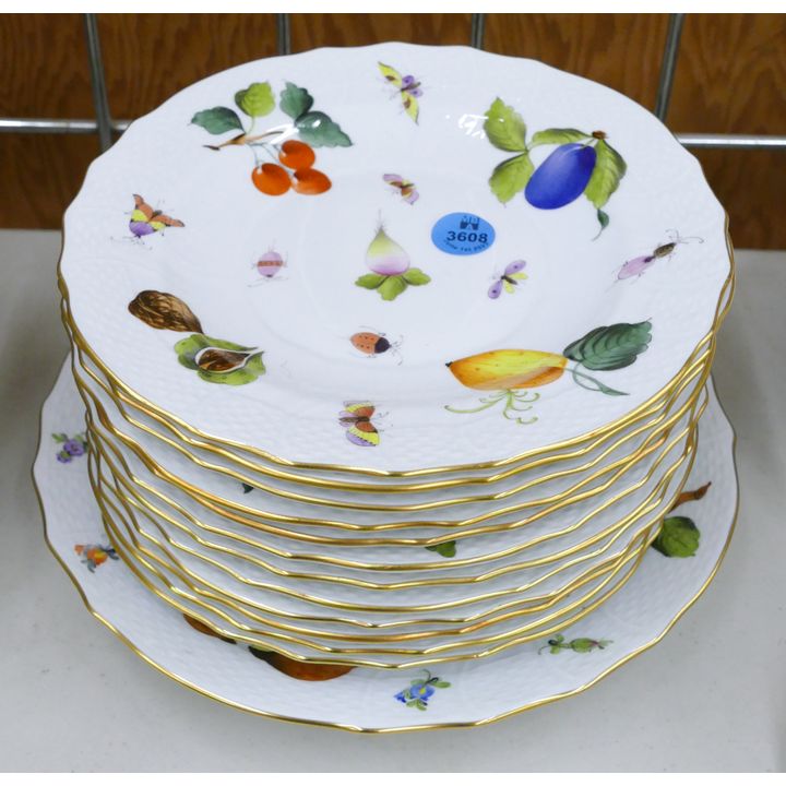 12pc Herend Fruits & Flowers Salad Plates 7''