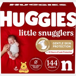 HUGGIES NEWBORN DIAPERS, LITTLE SNUGGLERS NEWBORN DIAPERS, SIZE 1 (UP TO 10 LBS), 144 COUNT