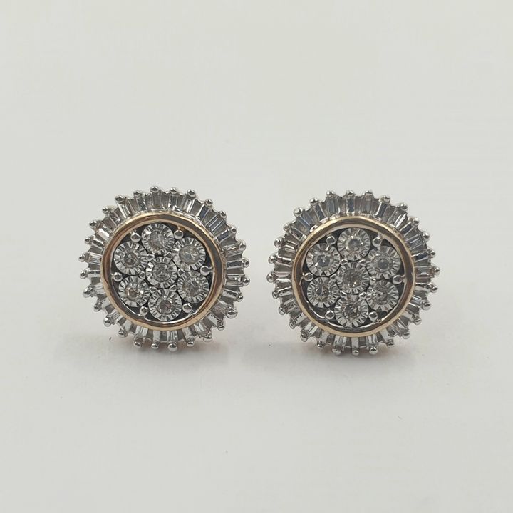 10ct Y/G Diamond Earrings