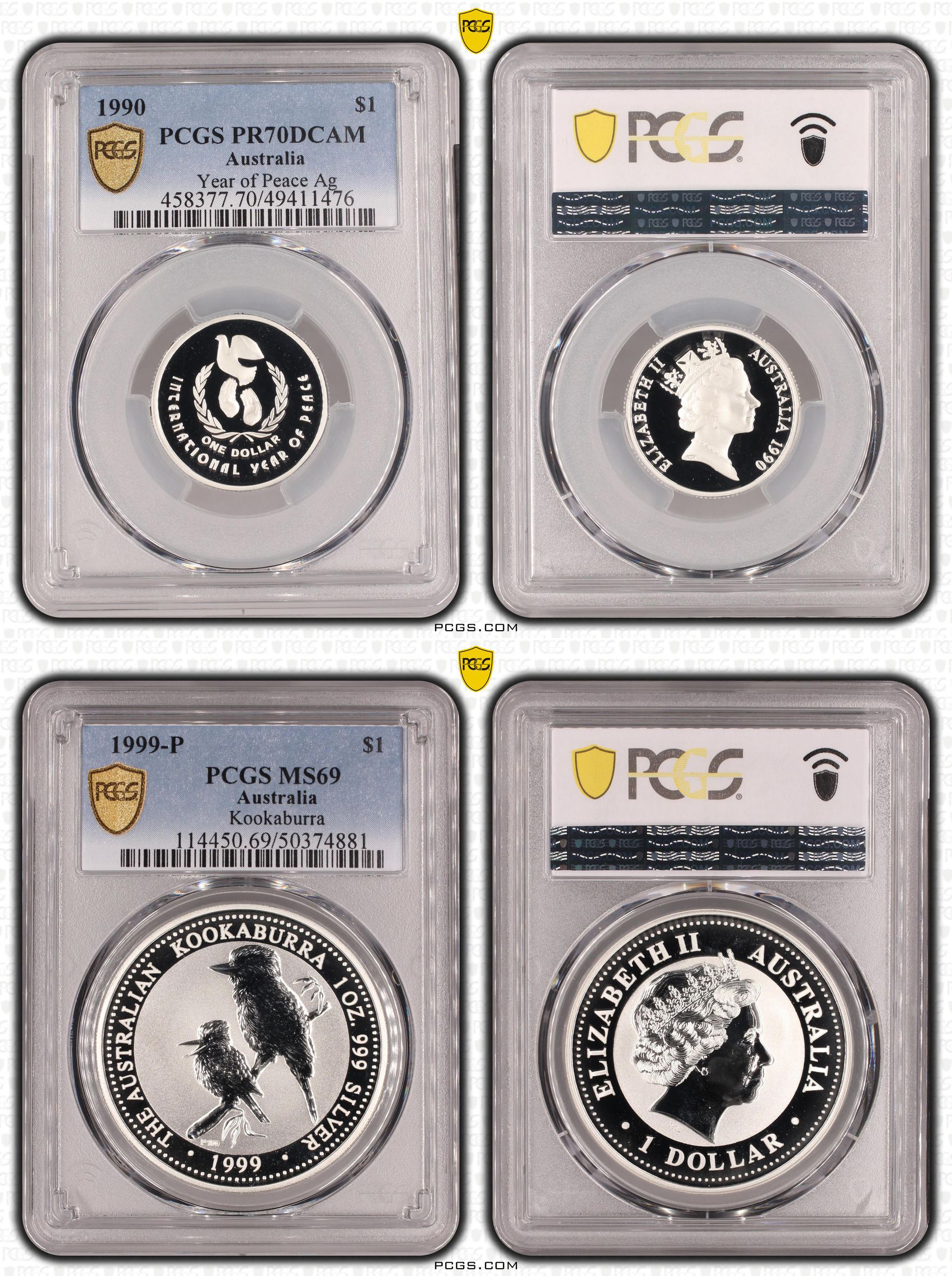 Elizabeth II, International Year of Peace & Kookaburra, One Dollar, 1990 - 1999-P, PCGS MS69 - PR70DCAM