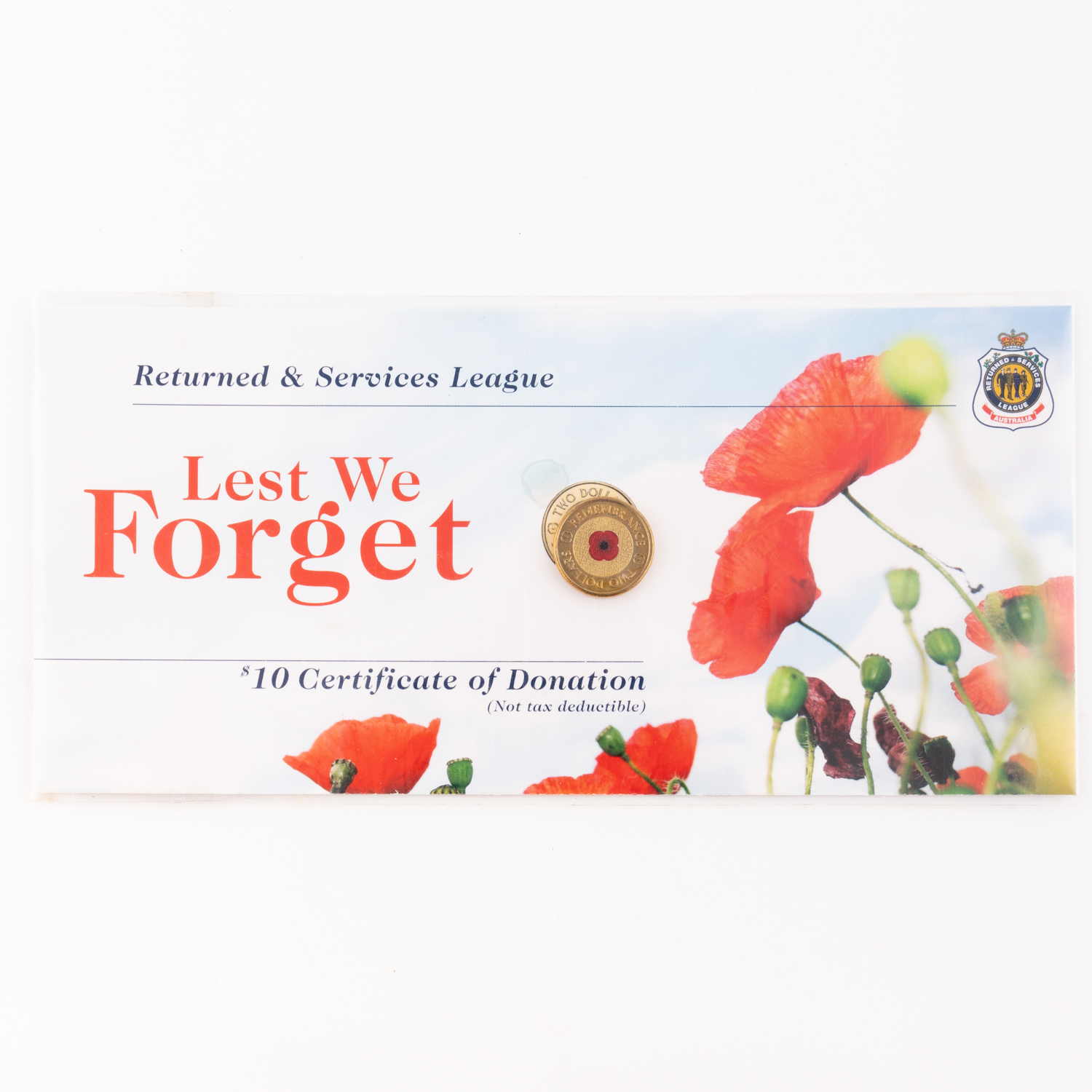 Elizabeth II, Lest We Forget - RSL Card, Two Dollars, 2012, UNC