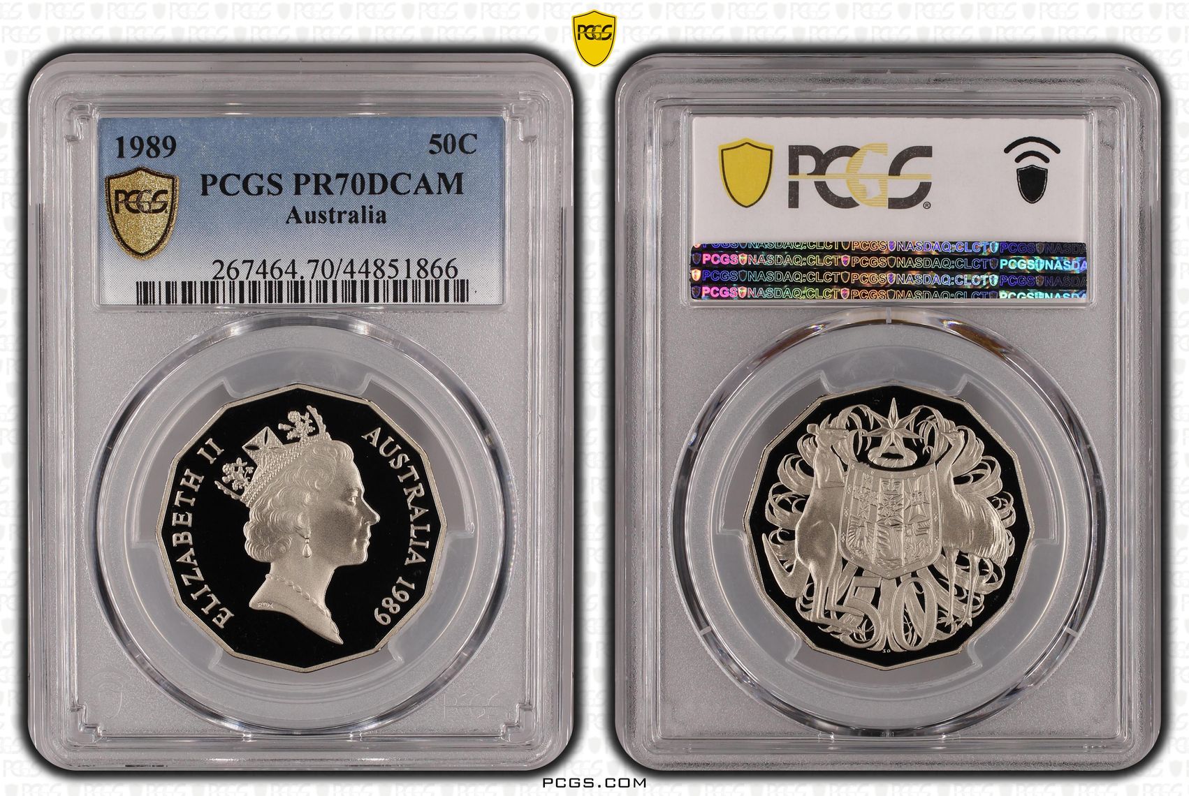 1989 Australia Fifty Cent, 50c PCGS - PR70DCAM POP 5/0 -866