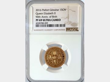 2016 QEII GIBRALTER PIEDFORT PROOF GOLD SOVEREIGN PF69 UCAM