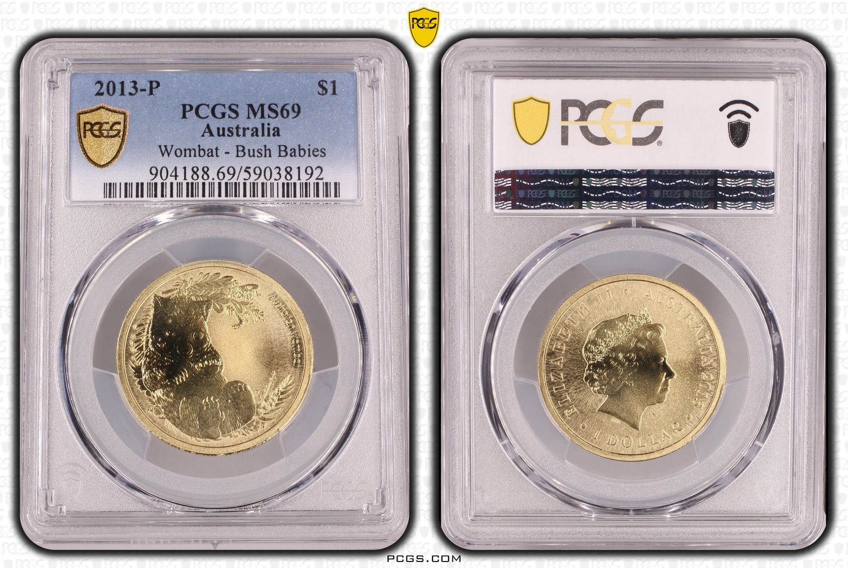 Wombat - Bush Babies, One Dollar, 2013-P, PCGS MS69