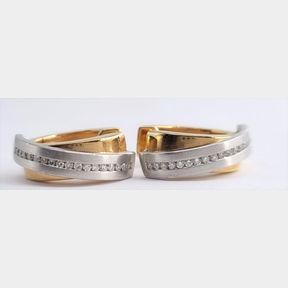 18CT WHITE AND ROSE GOLD EARRINGS WITH 40 DIAMONDS TOTAL CARAT WEIGHT = 0.18CT COLOR H CLARITY SI1 - 51624/154