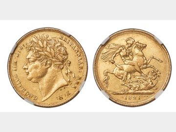 1821 KING GEORGE III GOLD SOVEREIGN AU53 NGC