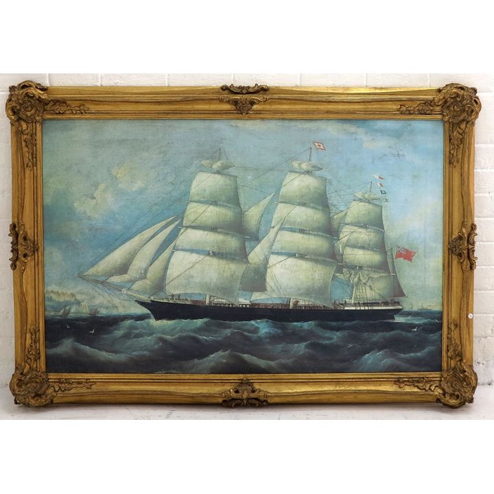 LARGE GILT FRAMED PRINT ON BOARD