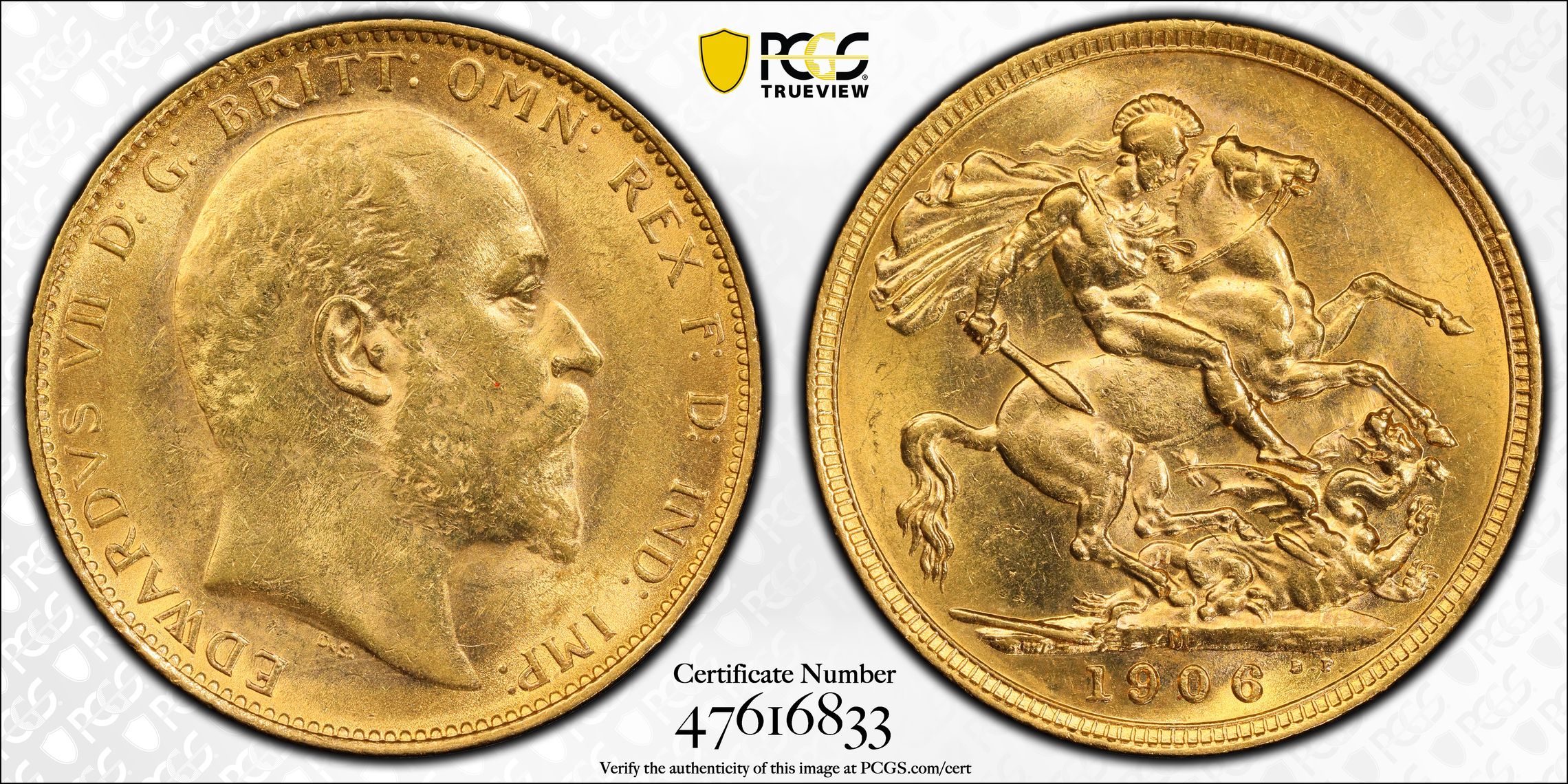 Edward VII, Sovereign, 1906-M, PCGS AU58