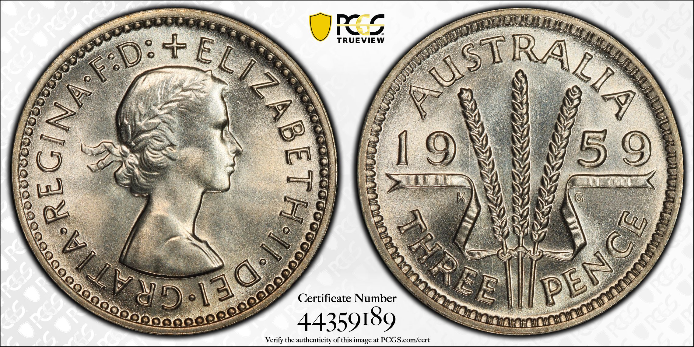 1959(m) Australia Threepence 3D Proof PCGS - PR68 POP 9/0 -189